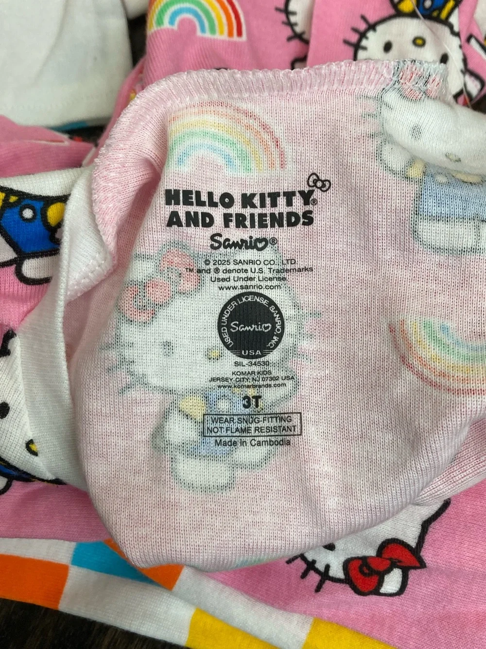 Hello Kitty Pajama Set Long Sleeves Pants 2 Pairs 4-Piece Size 3T